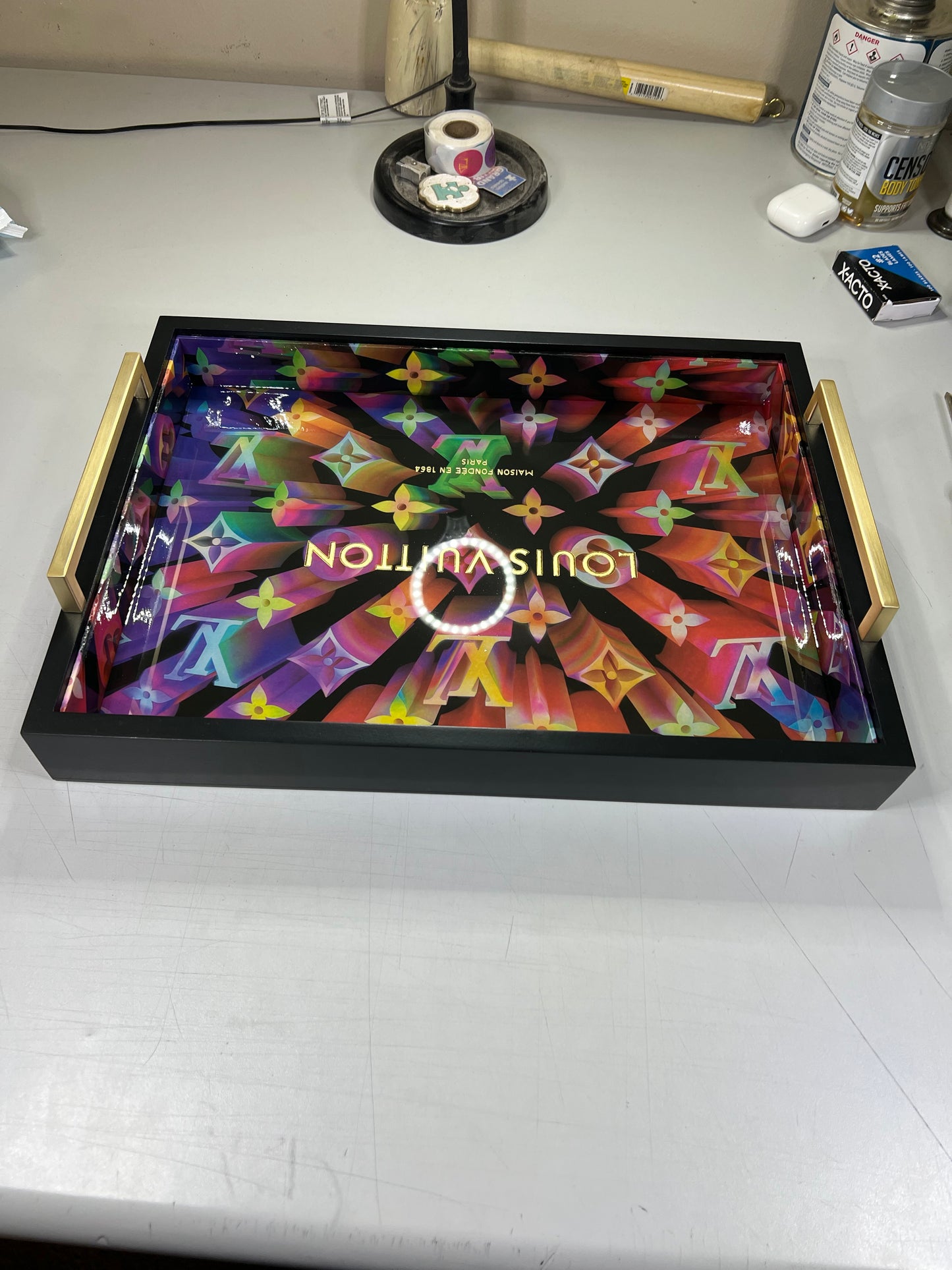 16.25” Tray w Metal Handles