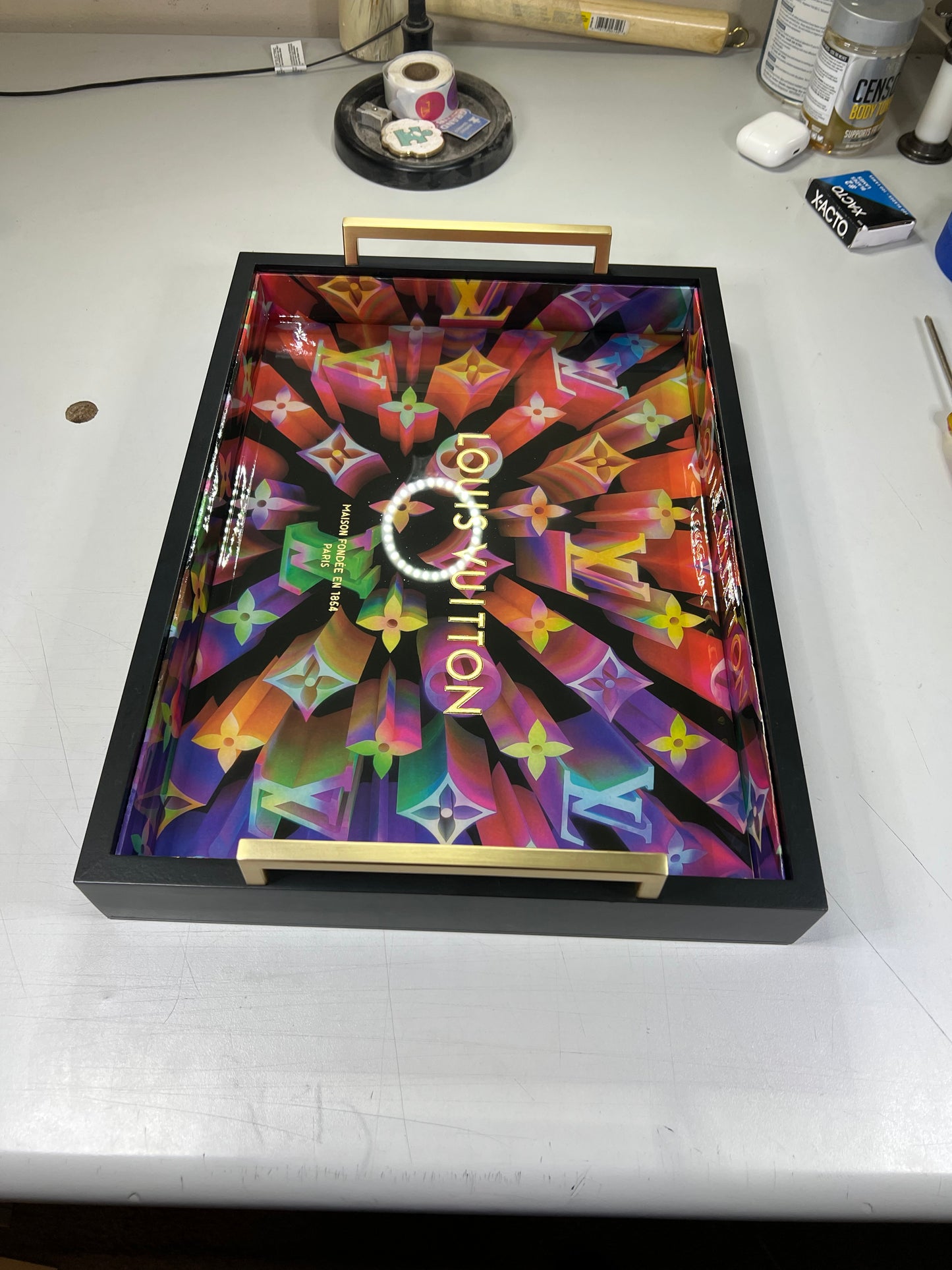 16.25” Tray w Metal Handles