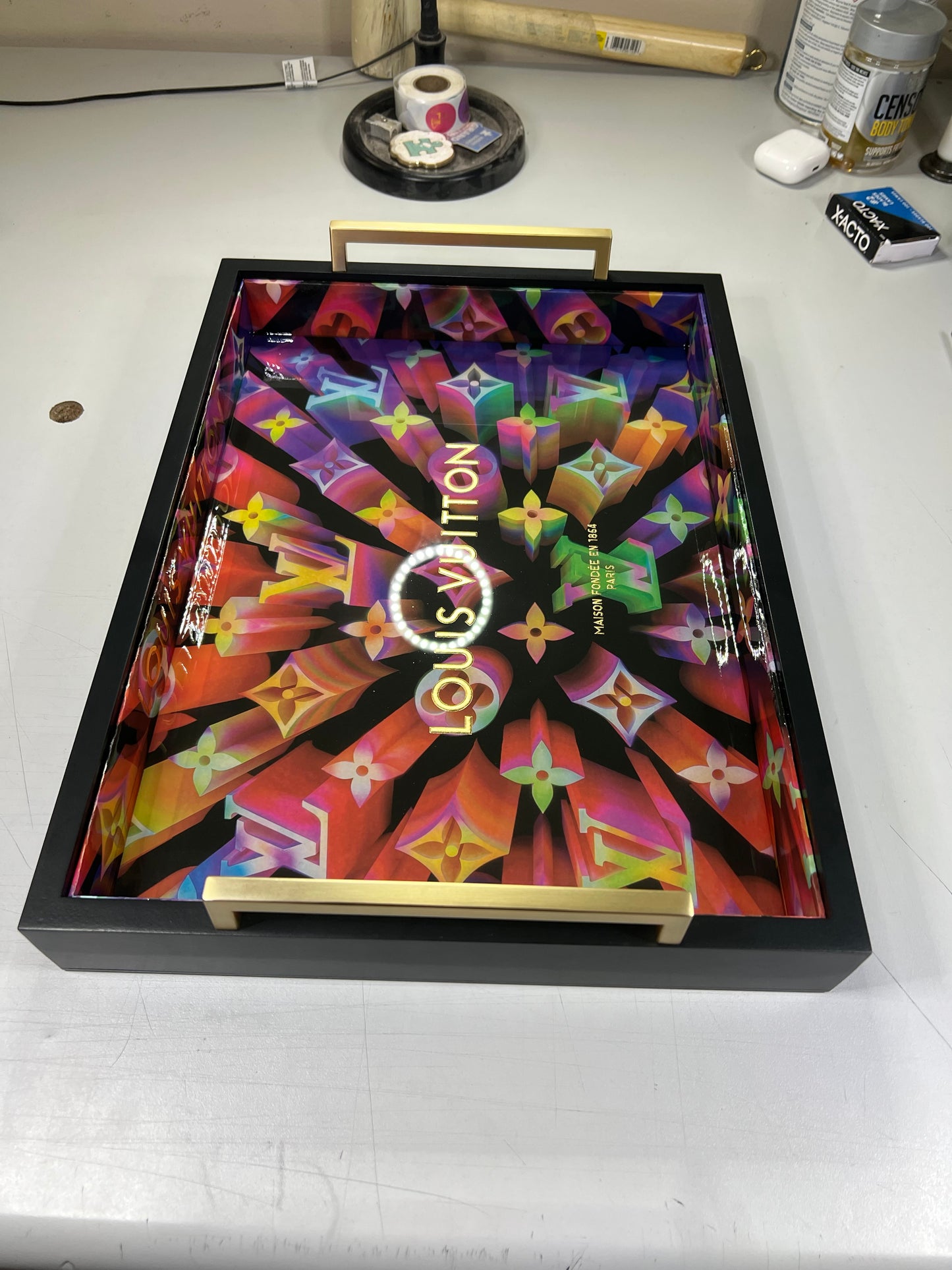 16.25” Tray w Metal Handles