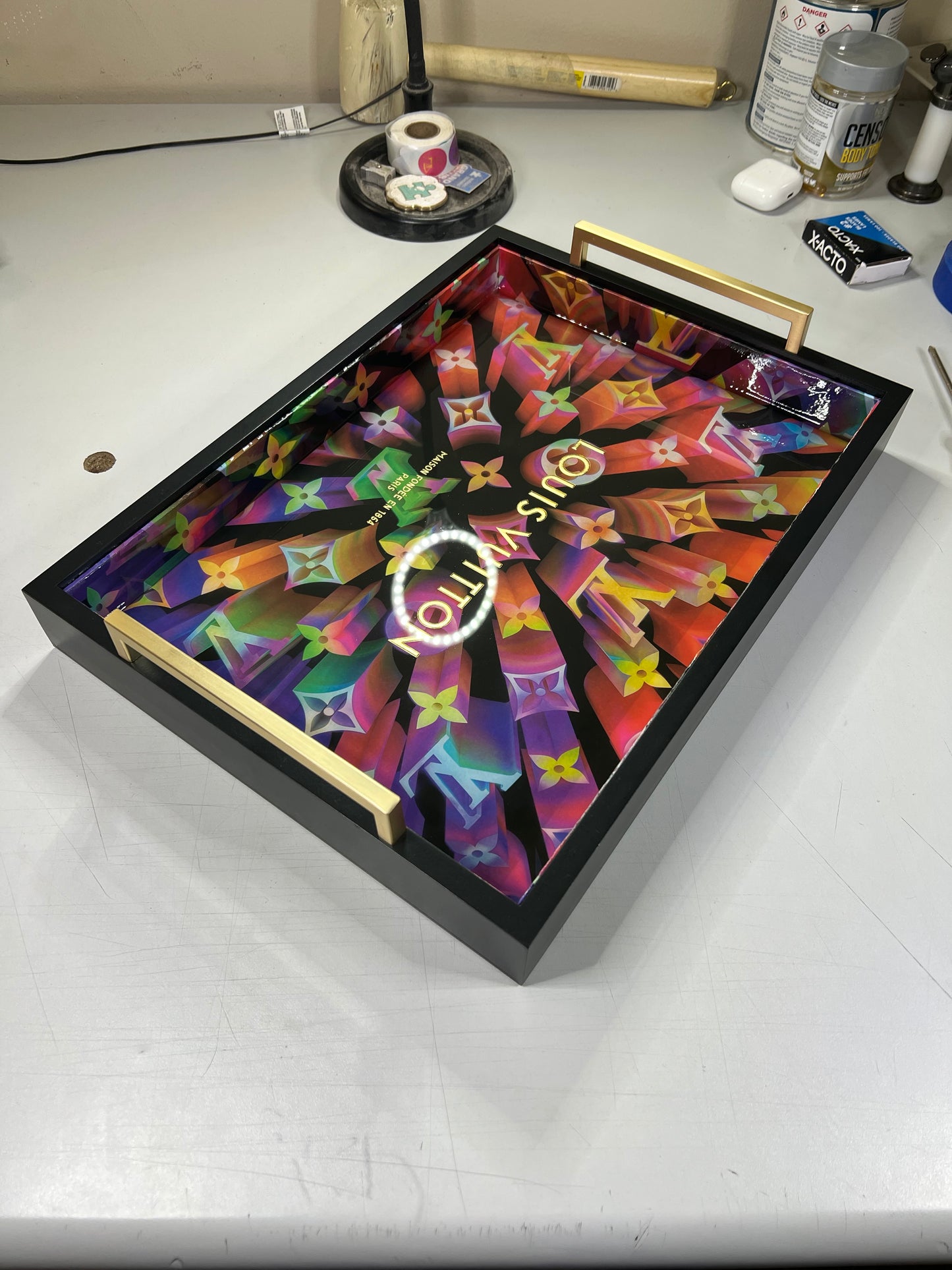 16.25” Tray w Metal Handles