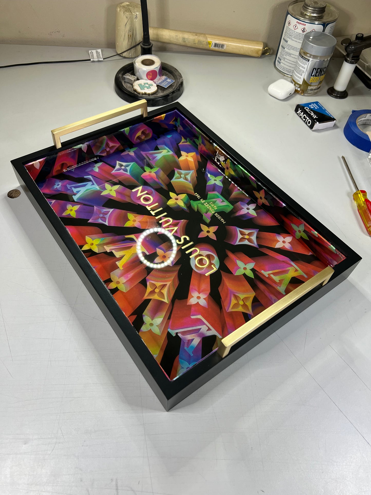 16.25” Tray w Metal Handles