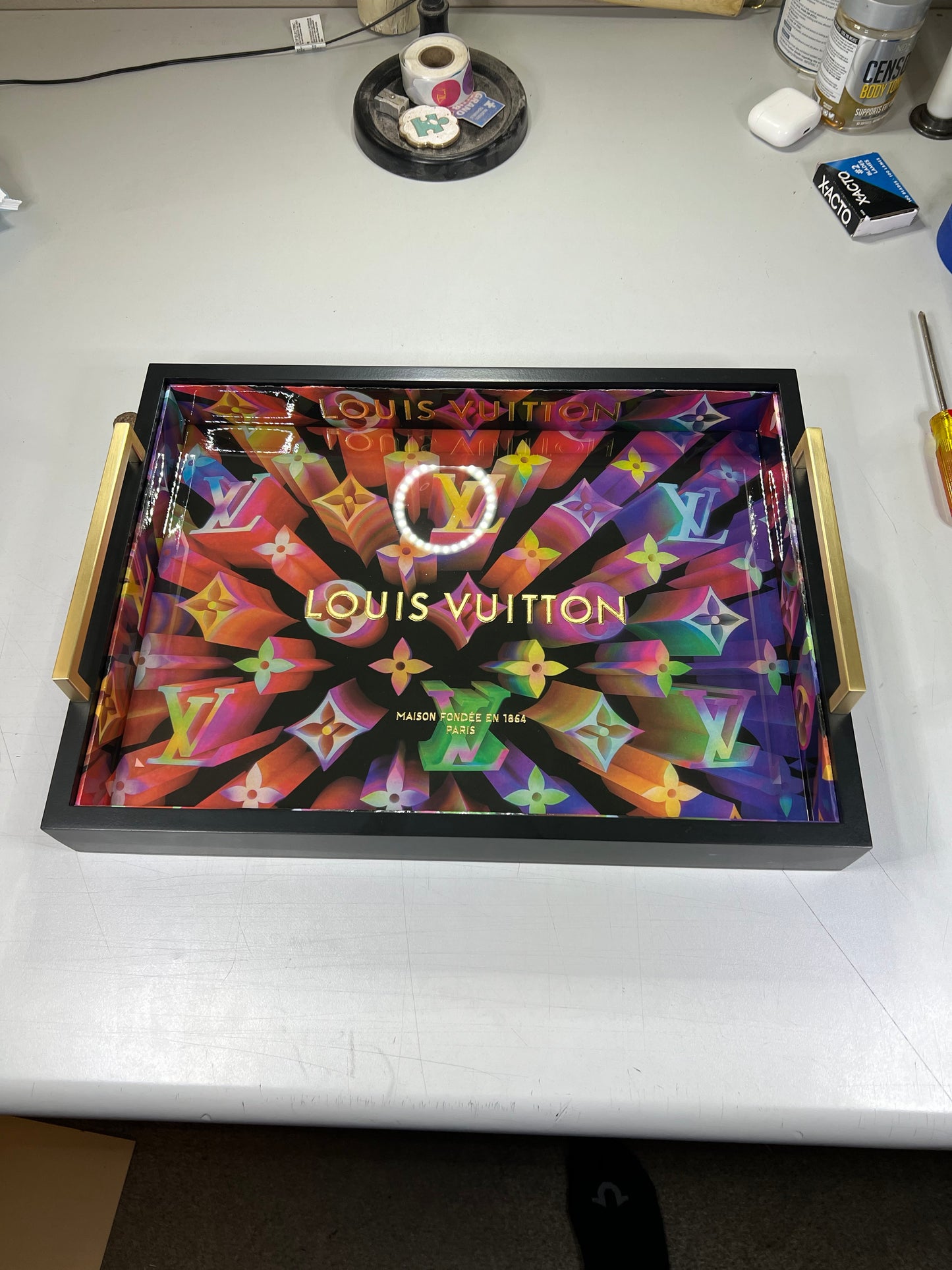 16.25” Tray w Metal Handles